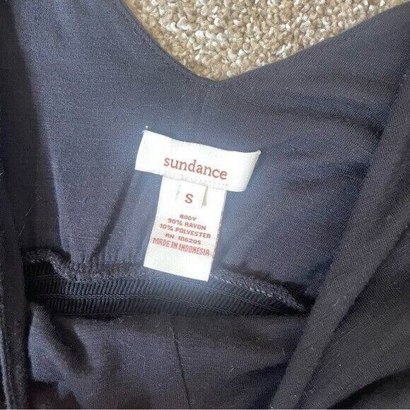 SUNDANCE DRESS - Black Rayon/Poly Knit Hanky Hem Elastic Waist, Midi Maxi SZ SM - Picture 7 of 10